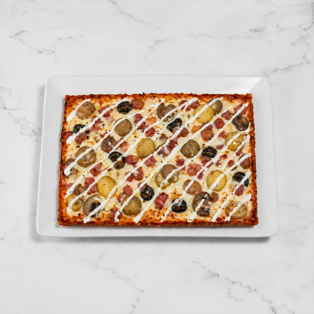 ROASTED POTATO & BACON PIZZA.